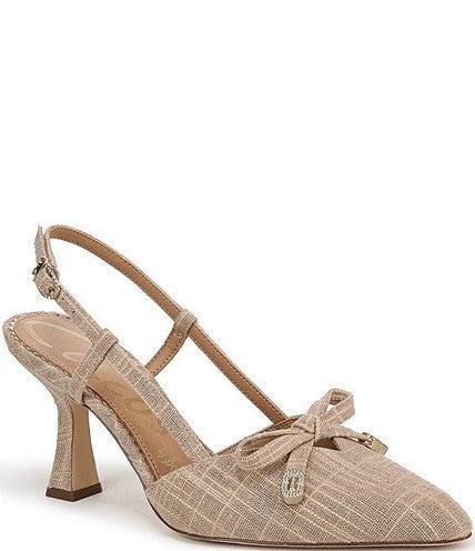 Monica Slingback Pump-Bow Detail,Burlap,Gold Bow Detail,Monica,Natural Gold,Pump,Shoes,Slingback,Slingback Pumps,women's-[option4]-[option5]-[option6]-Bella Bliss Boutique in Texas