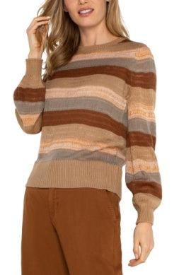 Multi-Stripe Crew Neck Sweater-clothing,Crew Neck,Jasper Multi-Stripe,Multi-Stripe,Sale,stripe,Sweater,Sweaters,Top,Tops,Women,women's-[option4]-[option5]-[option6]-Bella Bliss Boutique in Texas