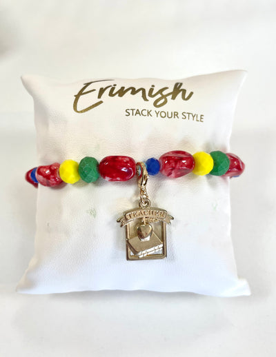 Multicolor Gold Book Charm Bracelet-Bracelets,Charm Bracelet,Erimish,gold,Jewelry,Multicolor,One Size,Stackable,Stretch Bracelet,Teacher Gifts,Women-[option4]-[option5]-[option6]-Bella Bliss Boutique in Texas