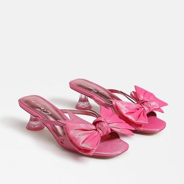 Natalina Kitten Heel Mule-Butterfly Bow,Kitten Heel,Mules,Natalina,Pink,Shoes,women's-[option4]-[option5]-[option6]-Bella Bliss Boutique in Texas