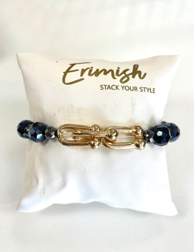 Navy Crystal Chain Strand-Bracelets,Chain LInk,Erimish,Jewelry,navy blue,One Size,Stackable,Stretch Bracelet,Women-[option4]-[option5]-[option6]-Bella Bliss Boutique in Texas