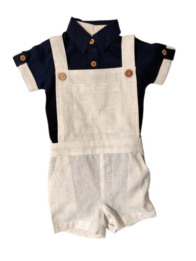 Navy & Ivory Overall Set-Bottoms,boys,Children & Tweens,clothing,Infant to 6,Sale,Tops-[option4]-[option5]-[option6]-Bella Bliss Boutique in Texas