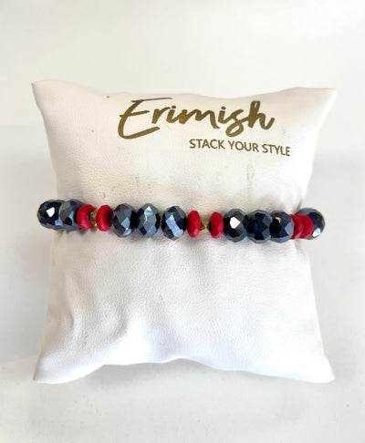 Navy & Red Shimmering Strand-Bracelets,Erimish,Jewelry,navy blue,One Size,Red,Stackable,Stretch Bracelet,Women-[option4]-[option5]-[option6]-Bella Bliss Boutique in Texas
