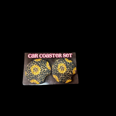 Neoprene Car Coasters-American Flag, Breast Cancer Awareness, Car Coasters, Miscellaneous, Neoprene-Sunflower Leopard-[option4]-[option5]-[option6]-Bella Bliss Boutique in Texas