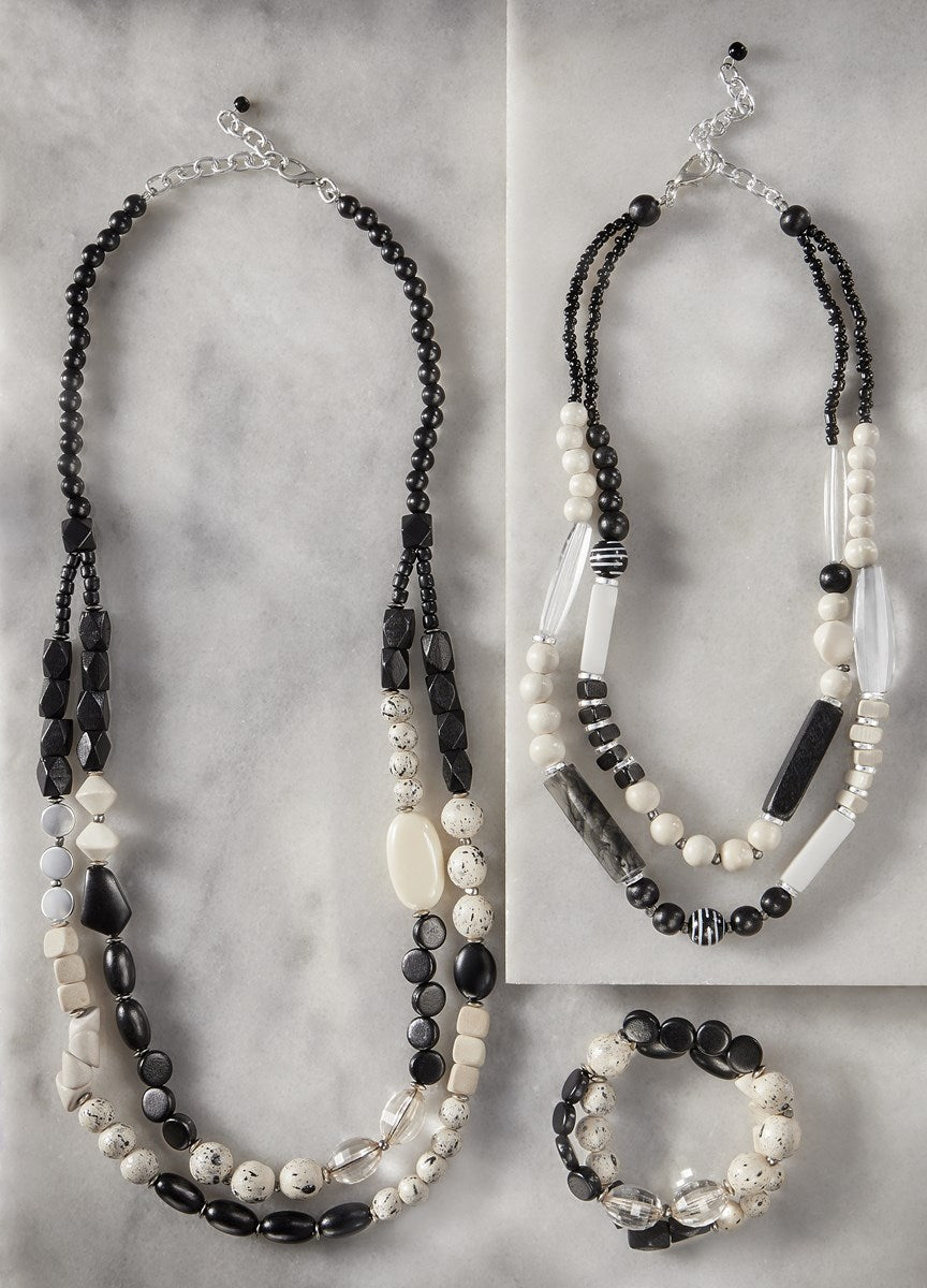 Offshore 30" Necklace-30" Necklace, Black, Black & White, Jewelry, necklace, necklaces, Sale, White-[option4]-[option5]-[option6]-Bella Bliss Boutique in Texas