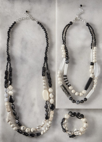 Offshore 30" Necklace-30" Necklace, Black, Black & White, Jewelry, necklace, necklaces, Sale, White-[option4]-[option5]-[option6]-Bella Bliss Boutique in Texas