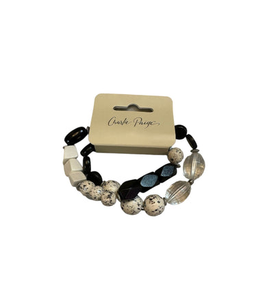 Offshore Bracelet-Black, Black & White, Bracelet, Bracelets, Jewelry, Stretch Bracelet, White-[option4]-[option5]-[option6]-Bella Bliss Boutique in Texas