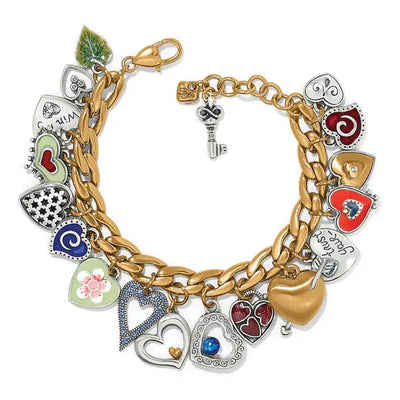 One Heart Color Charm Bracelet-Bracelet, Bracelets, Brighton, Charm Bracelet, Jewelry, One Heart, Two Tone-[option4]-[option5]-[option6]-Bella Bliss Boutique in Texas