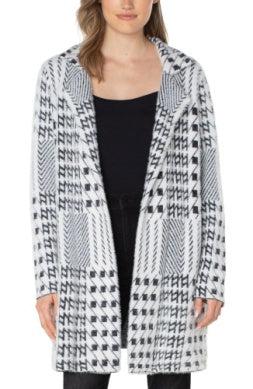 Open Front Coatigan-Black & White, Black & White Mixed Plaid, Black & White Painted Dots, clothing, Coatigan, Coats & Jackets, Outerwear, Top, Tops, Women, women's-[option4]-[option5]-[option6]-Bella Bliss Boutique in Texas