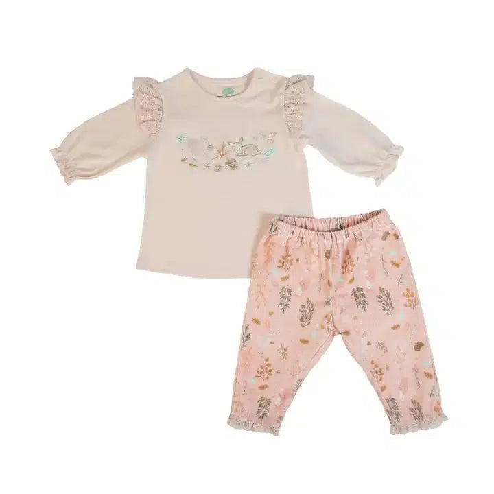 Organic Top & Corduroy Pants Set-Bottoms, Children & Tweens, children's, clothing, Corduroy, Infant to 6, Long Sleeve, organic, Pink, Ruffle Detail, Top, Tops-3M-[option4]-[option5]-[option6]-Bella Bliss Boutique in Texas