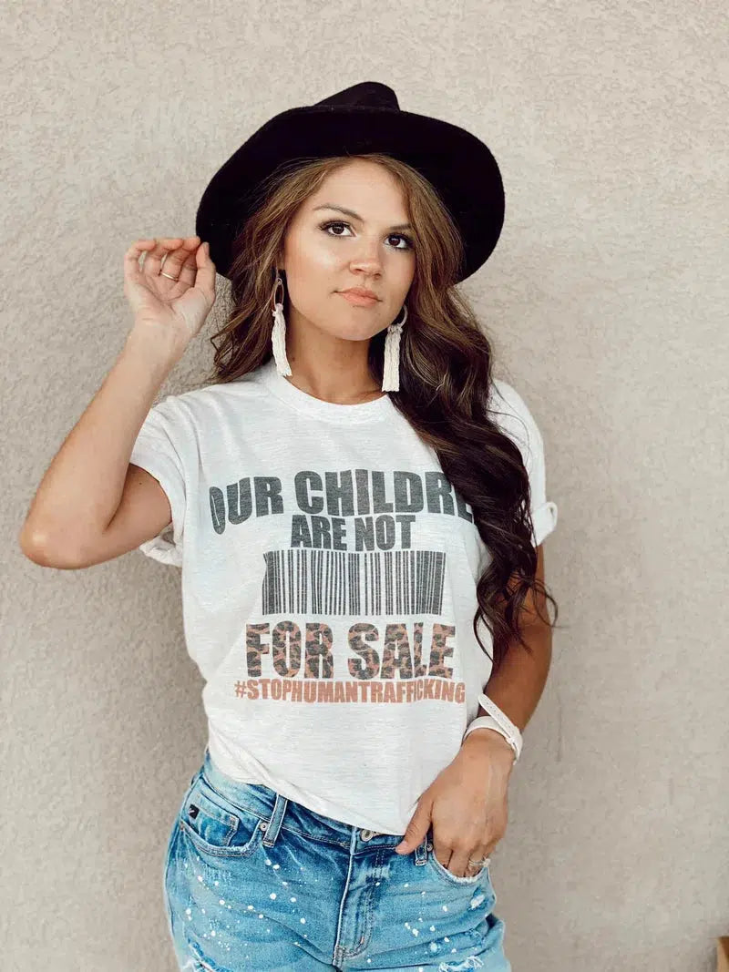 Our Children Are Not For Sale Tee-clothing, Our Children Are Not For Sale, T-Shirt, Top, Tops, Women, women's-S-[option4]-[option5]-[option6]-Bella Bliss Boutique in Texas