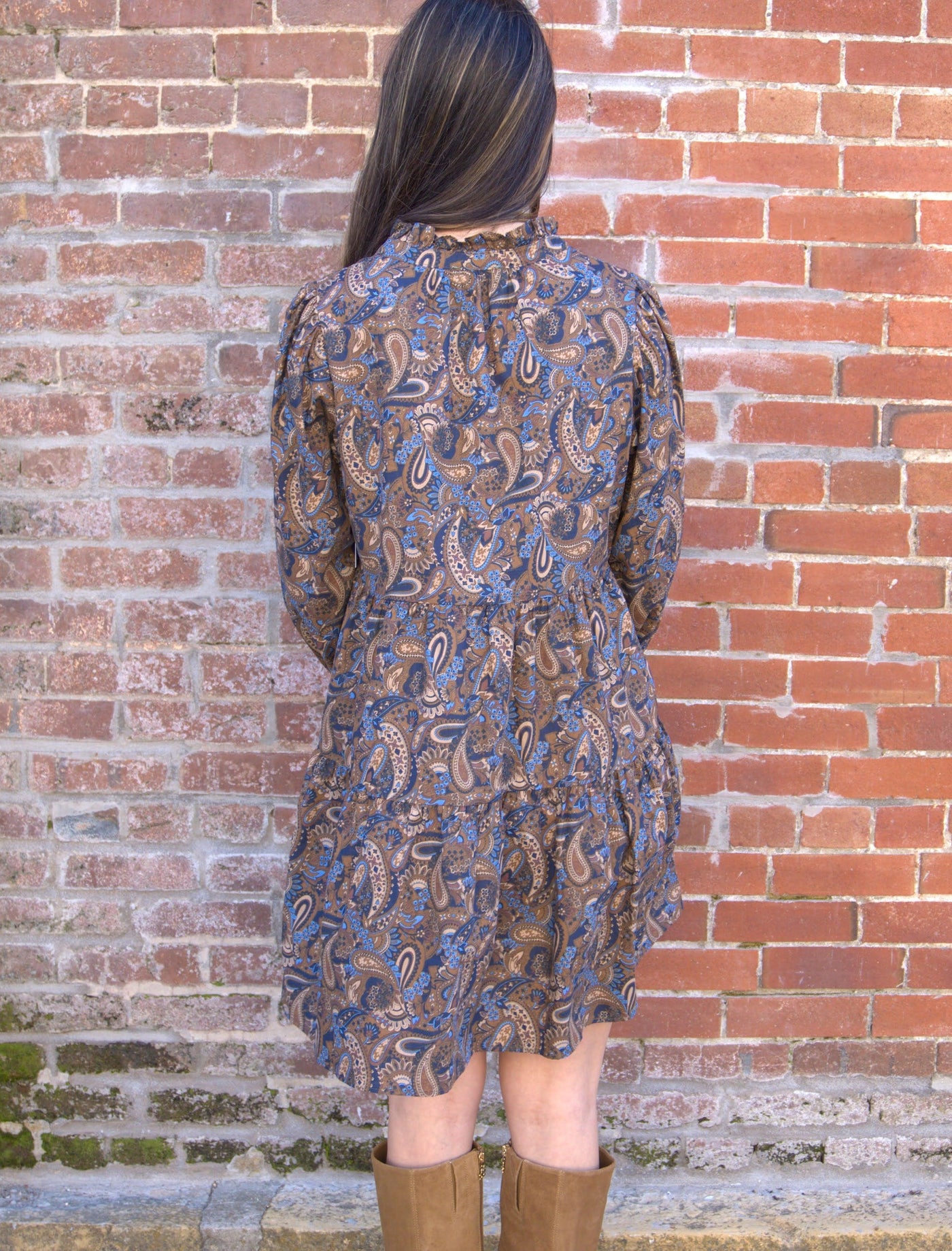 Paisley Tiered Mini Dress-3/4 Sleeve,clothing,dress,dresses,Elbow Puff Sleeves,Mini Dress,Paisley,Puff Sleeve,umgee,Women,women's-[option4]-[option5]-[option6]-Bella Bliss Boutique in Texas