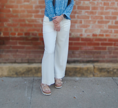Patch Pocket Wide Leg Pants-Bottoms,clothing,Flared Bottom,Patch Pockets,Utility,Whipped Cream,Wide Leg,Women,women's-2/26-[option4]-[option5]-[option6]-Bella Bliss Boutique in Texas