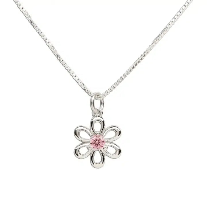 Pink Daisy Flower Necklace-Children & Tweens, children's, Daisy Flower, Infant to 6, Jewelry, Pink, Sterling Silver, Tweens 7-14-[option4]-[option5]-[option6]-Bella Bliss Boutique in Texas