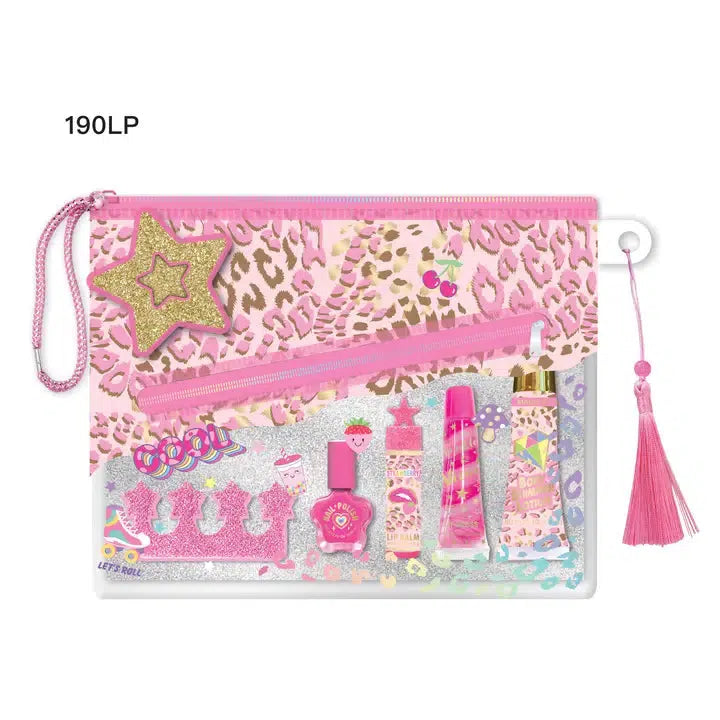 Pink Leopard Beauty Pouch-Beauty Pouch,Children & Tweens,children's,Cosmetic Pouch,Gifts,Gifts for Her,leopard,Leopard Print,Lip Balm,Lip Gloss,Lotion,misc,Miscellaneous,Nail Polish,Pink Leopard,Toe Separator-[option4]-[option5]-[option6]-Bella Bliss Boutique in Texas