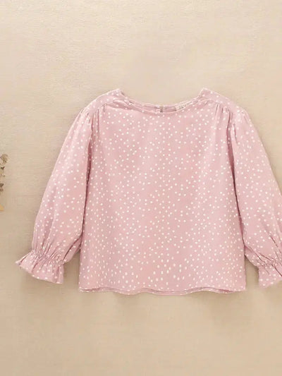 Pink Polka Dot Top-Children & Tweens,clothing,Long Sleeve,Pink,polka dot,Polka Dots,Rose,Top,Tops,Tween 7-14,Tweens 7-14,White Polka Dots-[option4]-[option5]-[option6]-Bella Bliss Boutique in Texas