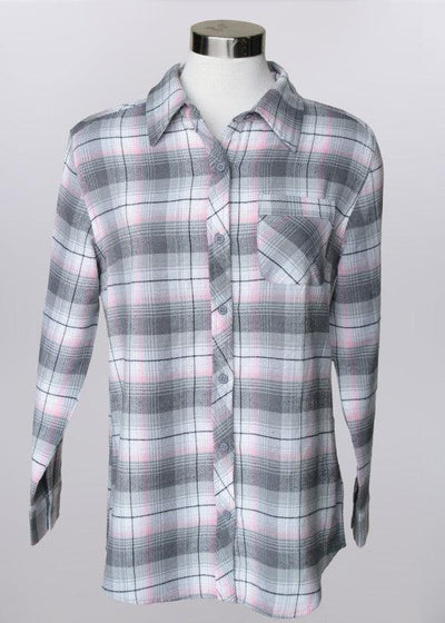 Plaid Button Down Top-button down, Button Front, Button Up, buttondown, clothing, Long Sleeve, plaid, Top, Tops, Women, women's-[option4]-[option5]-[option6]-Bella Bliss Boutique in Texas