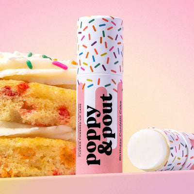 Poppy & Pout Birthday Confetti Cake Lip Balm-Chidren & Tween,Children & Tween,Children & Tweens,gift,Gifts,Gifts for Her,Lip Balm,lip care,Spa,Women,women's-[option4]-[option5]-[option6]-Bella Bliss Boutique in Texas