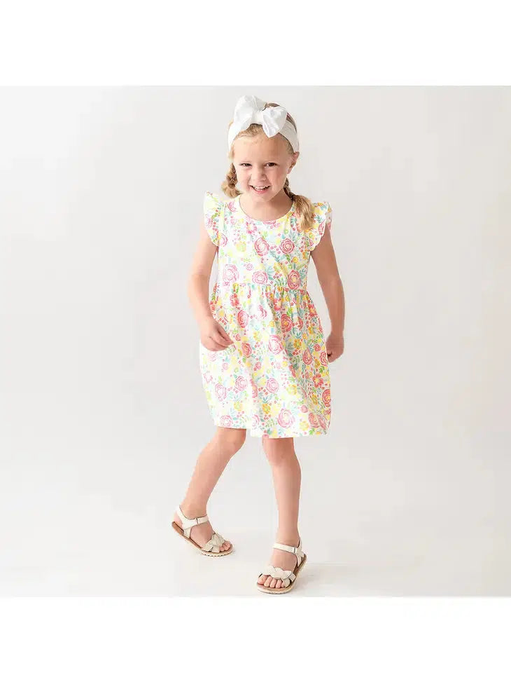 Pretty in Peony Flutter Knit Dress-Children & Tweens, children's, clothing, dress, dresses, Flutter Sleeve, Infant to 6, Peony, Sale-[option4]-[option5]-[option6]-Bella Bliss Boutique in Texas