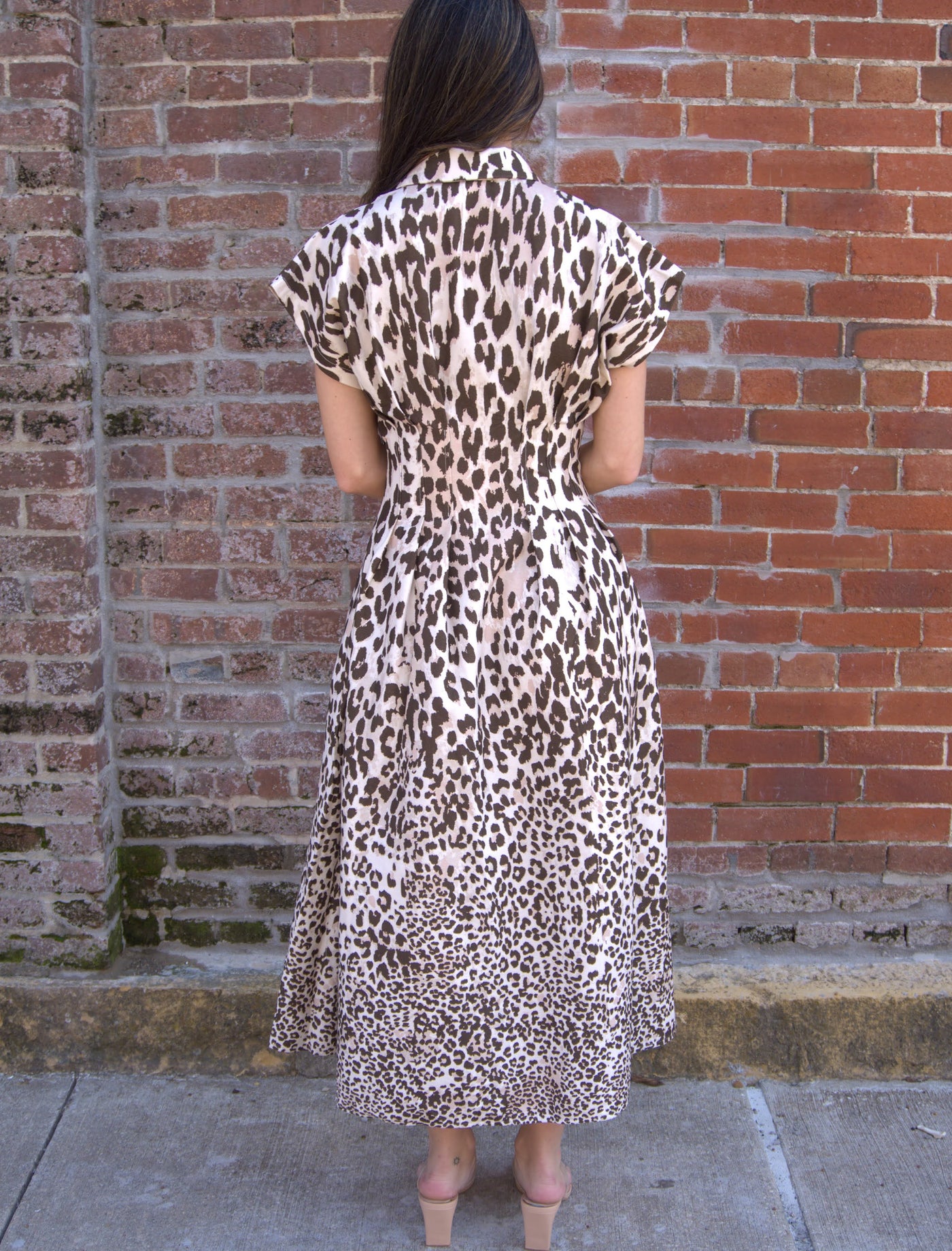 Printed Woven Midi Dress-Animal Print,button down,clothing,Collared,dresses,Fitted Bodice,Flying Tomato,Midi Dress,women's-[option4]-[option5]-[option6]-Bella Bliss Boutique in Texas