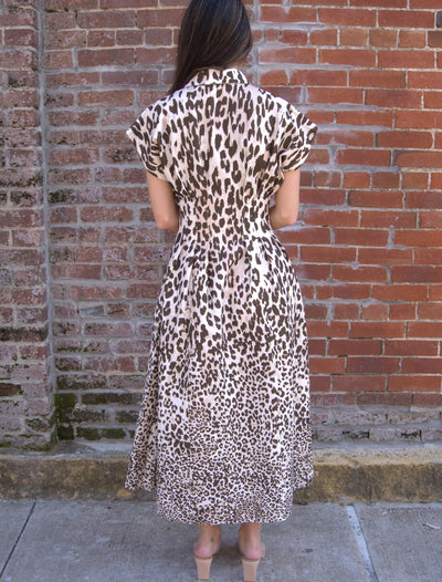 Printed Woven Midi Dress-Animal Print,button down,clothing,Collared,dresses,Fitted Bodice,Flying Tomato,Midi Dress,women's-[option4]-[option5]-[option6]-Bella Bliss Boutique in Texas