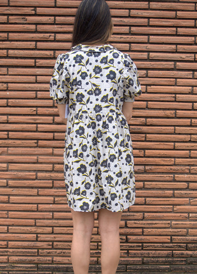 Puff Sleeve Flower Print Mini Dress-clothing,Cream,dress,dresses,Flower Print,Mini Dress,Puff Sleeve,Women,women's,XS-[option4]-[option5]-[option6]-Bella Bliss Boutique in Texas