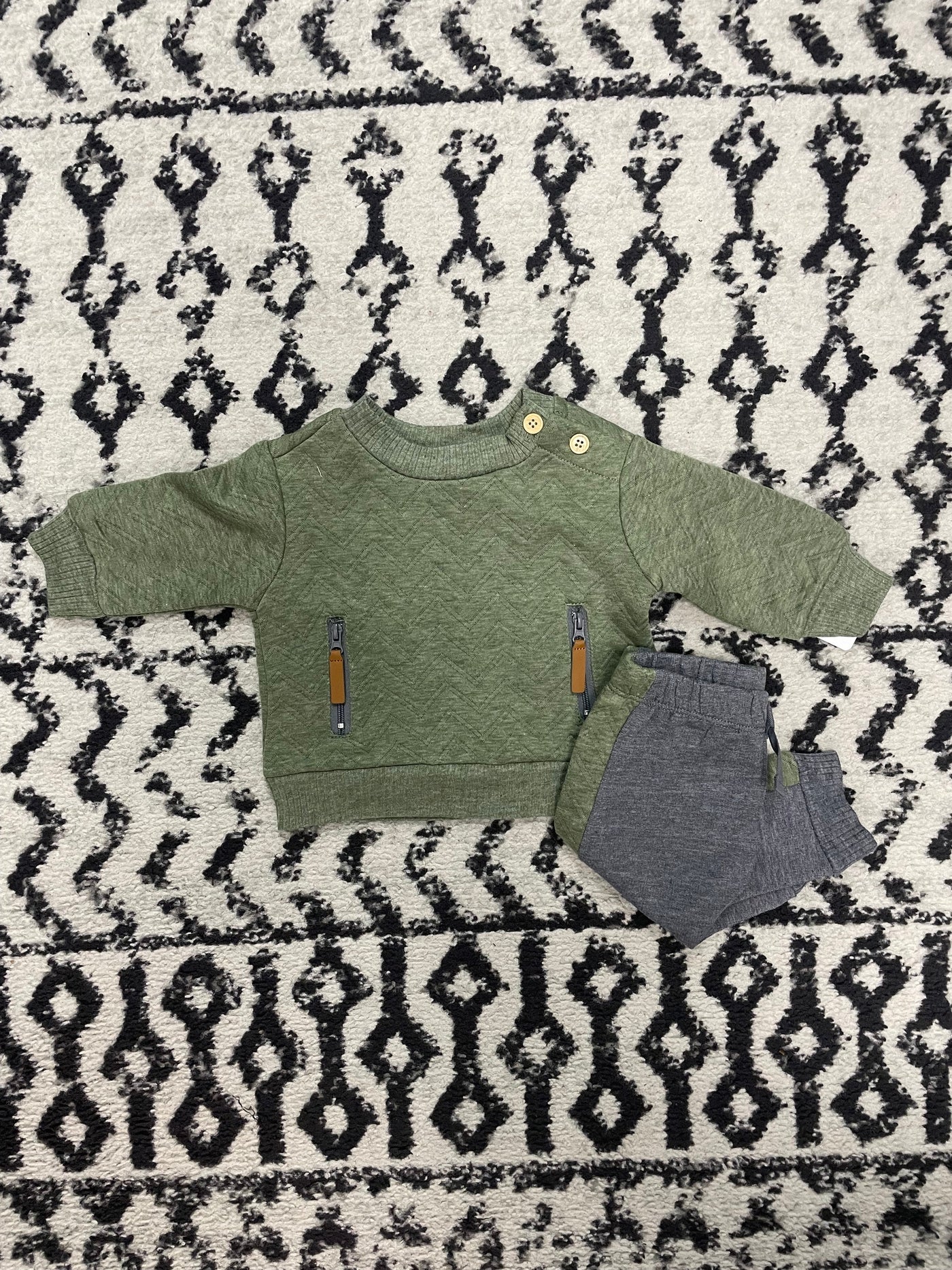 Quilted Jogger Set-Blue, Bottoms, Children & Tweens, children's, clothing, French Terry, green, Infant to 6, Jogger SEt, Oatmeal, Outfit, Quilted, Top, Tops-Green-0/3M-[option4]-[option5]-[option6]-Bella Bliss Boutique in Texas