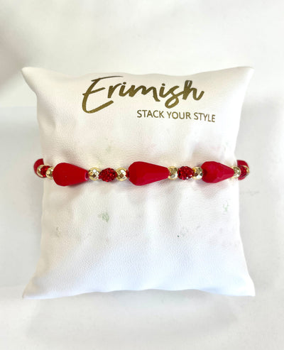Red & Gold Patterned Strand-Bracelets,Erimish,gold,One Size,Red,Stackable,Stretch Bracelet,Women-[option4]-[option5]-[option6]-Bella Bliss Boutique in Texas