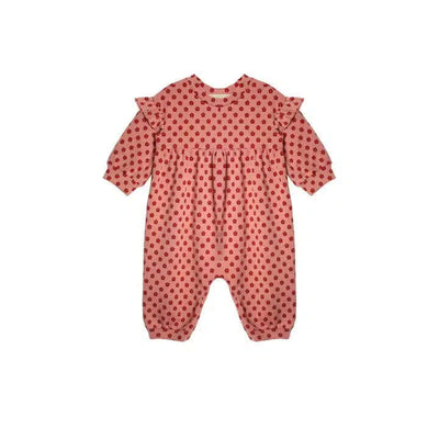 Red Velvet Romper-Children & Tweens,children's,clothing,Empire Waist,Floral Print,Infant to 6,Jumpsuits & Rompers,Pink,romper,Rompers,Ruffle Detail-[option4]-[option5]-[option6]-Bella Bliss Boutique in Texas