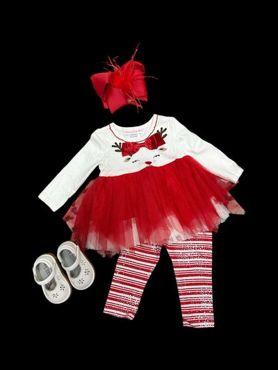 Reindeer Fairy Hem Outfit-Bottoms,Children & Tweens,children's,Christmas,clothing,Infant to 6,Legging sets,Leggings,Outfit,Reindeer,Sale,Top,Tops,tutu-[option4]-[option5]-[option6]-Bella Bliss Boutique in Texas