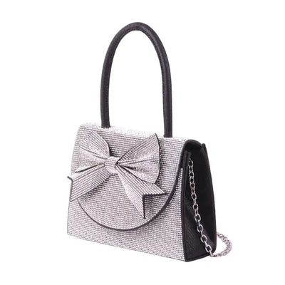 Rhinestone Bow Crossbody Satchel-Accessories, Black, Bow Detail, Crossbody, Handbags, purses & bags, Purses & Wallets, Rhinestone, Rhinestone Detail, Satchel, Women, women's-[option4]-[option5]-[option6]-Bella Bliss Boutique in Texas