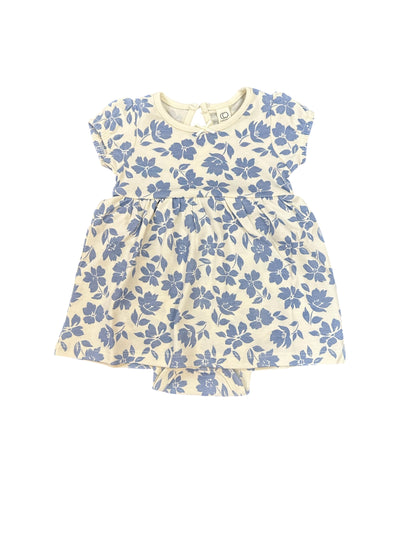 Rhonda Puff Sleeve Dress-Bodysuit Dress,Children & Tweens,children's,clothing,Cream,dress,dresses,Floral,Floral Print,Infant to 6,little girls dresses,organic,Organic Cotton,Puff Sleeve,Rhonda-3/6M-[option4]-[option5]-[option6]-Bella Bliss Boutique in Texas