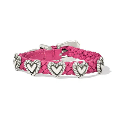 Roped Heart Braid Bandit Bracelet-Bandit, Black, Bracelet, Bracelets, Brighton, Brown, Hand Braided, Hand Braided Leather, Jewelry, Leather, Pink, Roped, White-Pink-[option4]-[option5]-[option6]-Bella Bliss Boutique in Texas