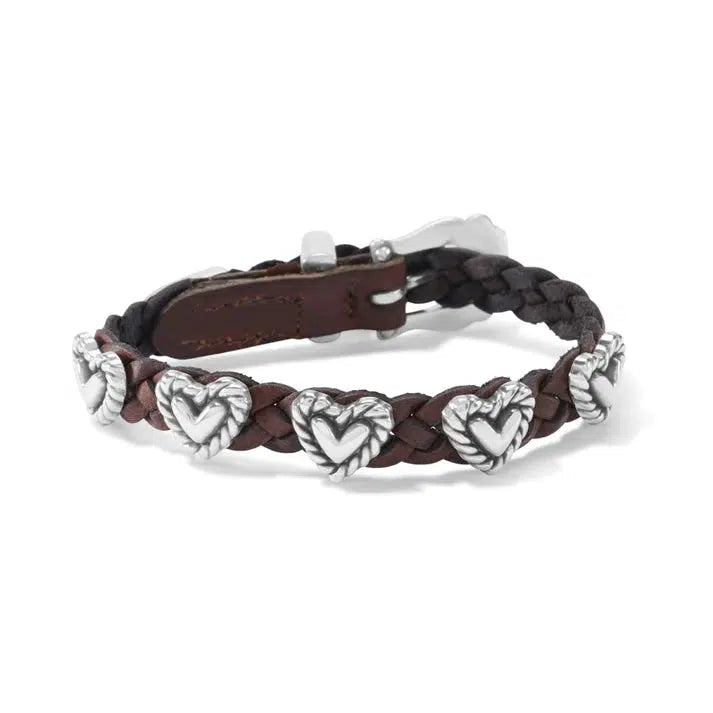 Roped Heart Braid Bandit Bracelet-Bandit,Black,Bracelet,Bracelets,Brighton,Brown,Hand Braided,Hand Braided Leather,Jewelry,Leather,Pink,Roped,White-[option4]-[option5]-[option6]-Bella Bliss Boutique in Texas