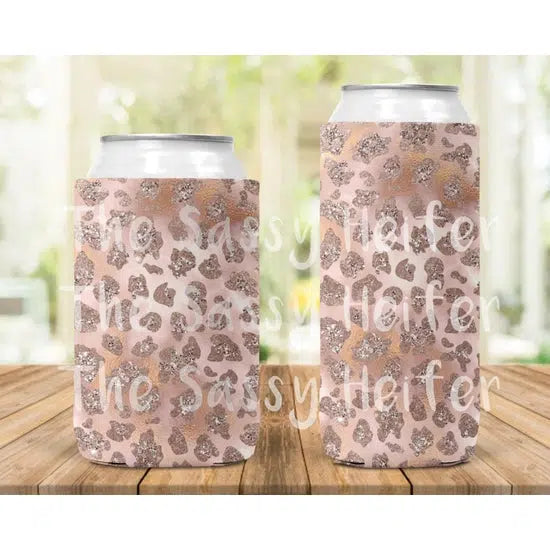 Rose Gold Glitter Leopard Koozie-Animal Print, Bottle Koozie, Can Koozie, Glitter, Koozie, leopard, Leopard Print, Miscellaneous, Pink Leopard, Rose Gold, Sale, Slim Koozie-Regular-[option4]-[option5]-[option6]-Bella Bliss Boutique in Texas