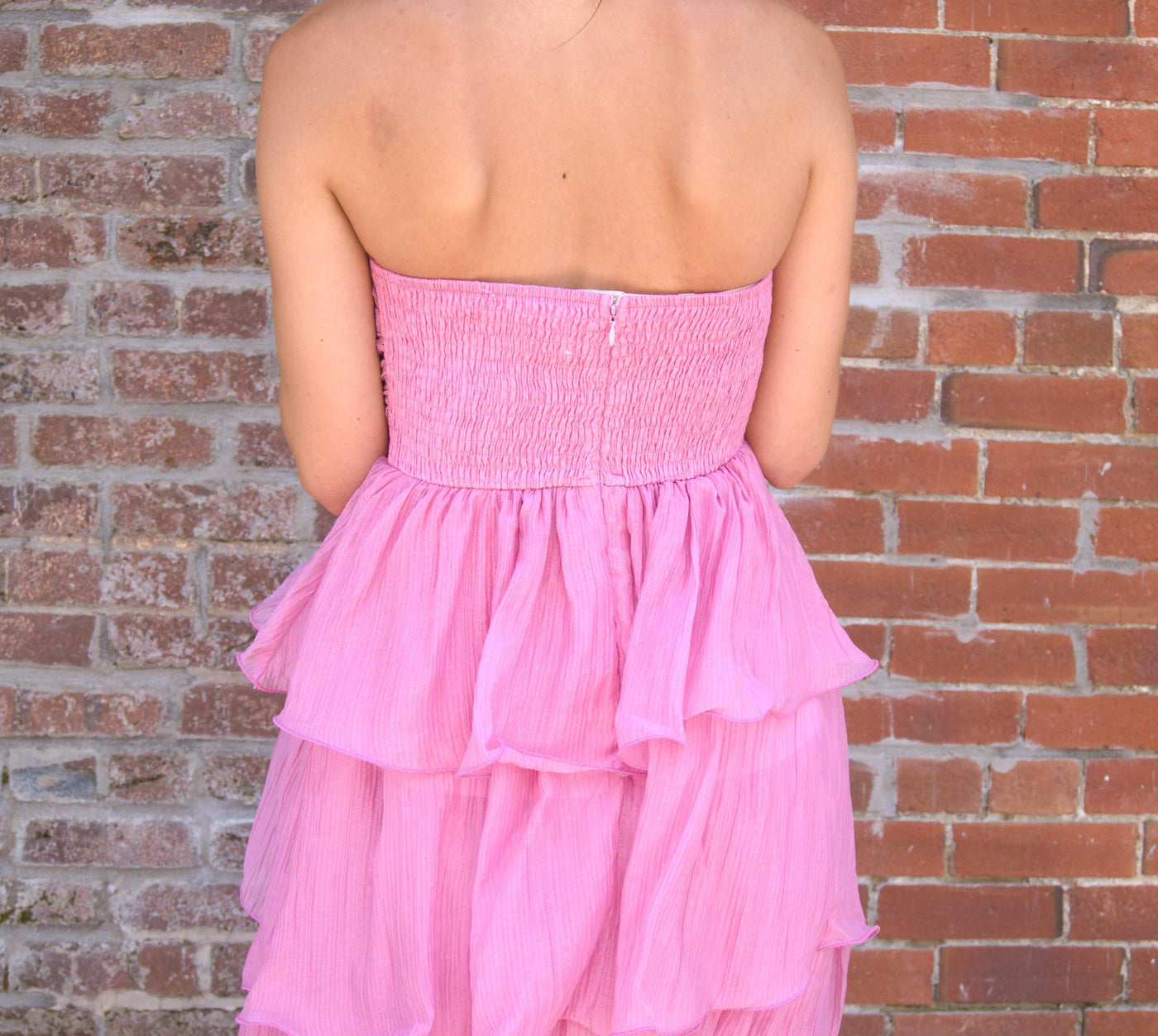 Ruffle Detail Tube Midi Dress-clothing,dress,dresses,Layered,Layered Dress,Midi Dress,Pink,Ruffle Detail,Tube Dress,Women,women's-[option4]-[option5]-[option6]-Bella Bliss Boutique in Texas