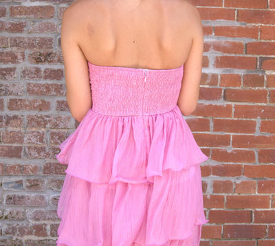 Ruffle Detail Tube Midi Dress-clothing,dress,dresses,Layered,Layered Dress,Midi Dress,Pink,Ruffle Detail,Tube Dress,Women,women's-[option4]-[option5]-[option6]-Bella Bliss Boutique in Texas
