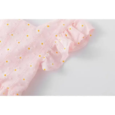 Ruffle Sleeve Dress-Bow Detail,Children & Tweens,children's,clothing,dress,dresses,Flowers,Infant to 6,Pink,Ruffle Sleeve,White Flowers-[option4]-[option5]-[option6]-Bella Bliss Boutique in Texas