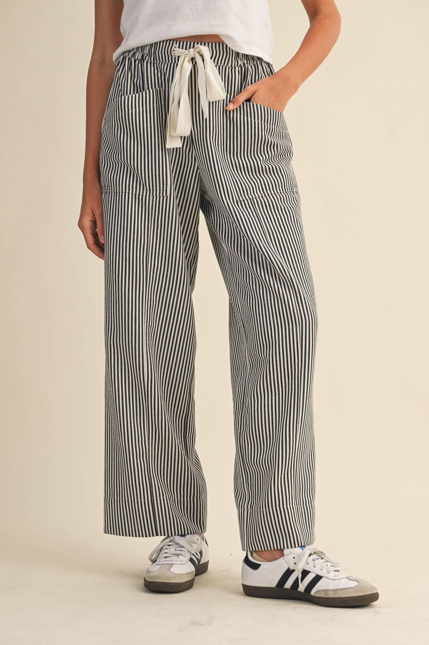 STRIPED WIDE LEG PANTS-&MERCI,Ankle Pants,clothing,Drawstring,Drawstring Waist,Pants,Striped,Women,women's-S-[option4]-[option5]-[option6]-Bella Bliss Boutique in Texas