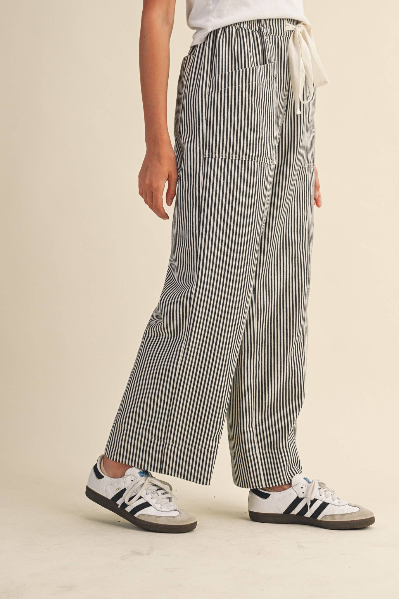 STRIPED WIDE LEG PANTS-&MERCI,Ankle Pants,clothing,Drawstring,Drawstring Waist,Pants,Striped,Women,women's-[option4]-[option5]-[option6]-Bella Bliss Boutique in Texas