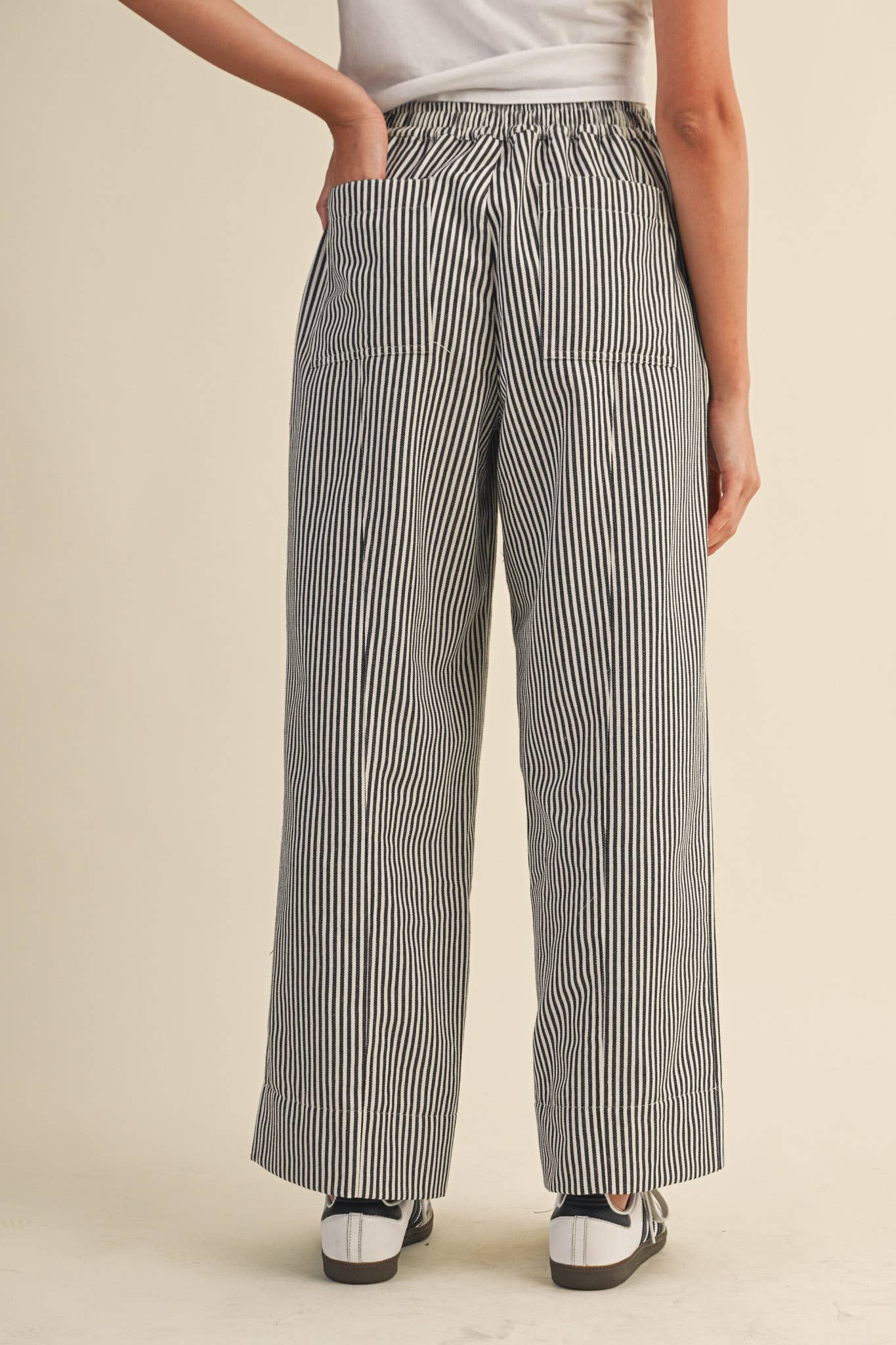STRIPED WIDE LEG PANTS-&MERCI,Ankle Pants,clothing,Drawstring,Drawstring Waist,Pants,Striped,Women,women's-[option4]-[option5]-[option6]-Bella Bliss Boutique in Texas