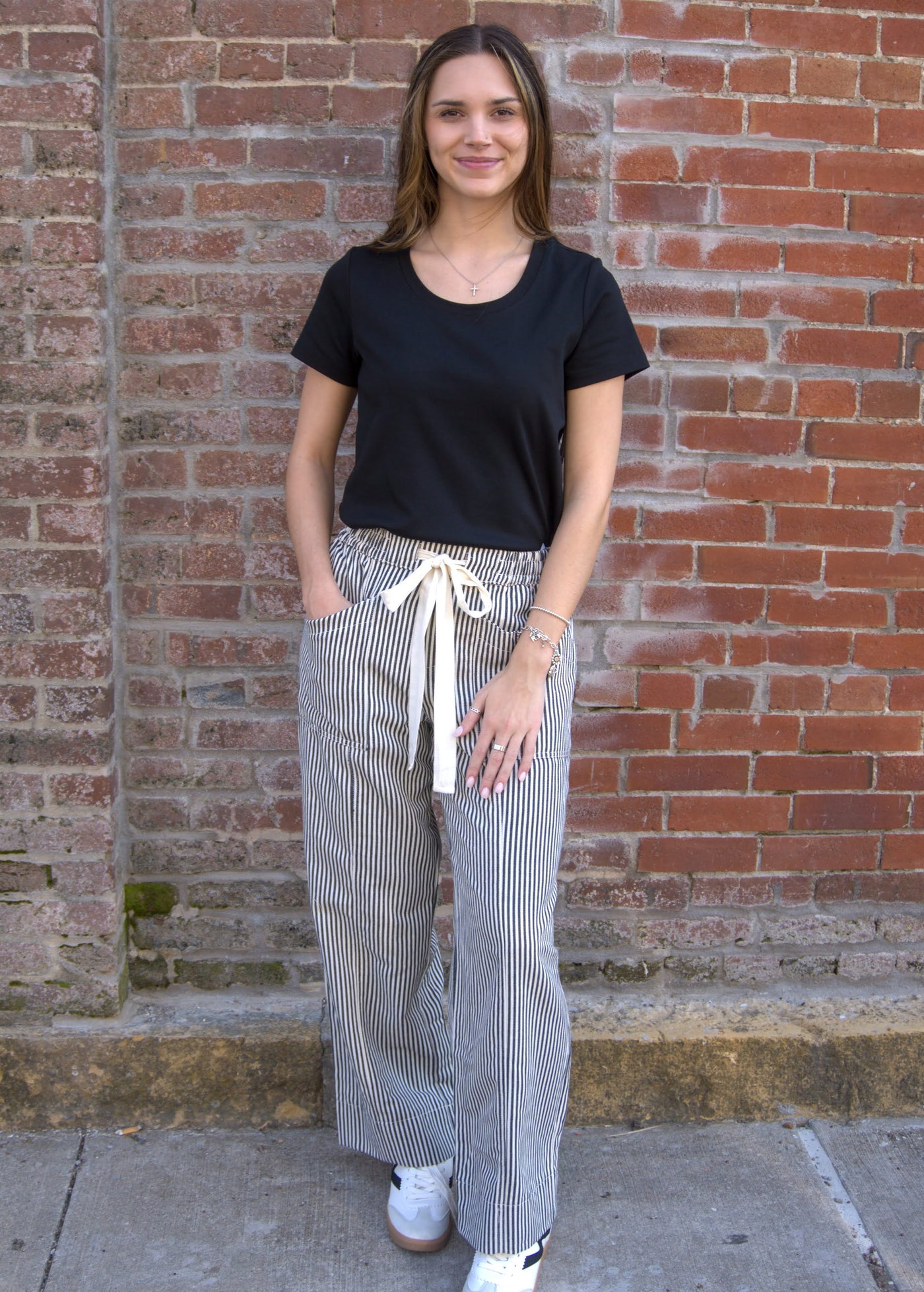 STRIPED WIDE LEG PANTS-&MERCI,Ankle Pants,Bottoms,clothing,Drawstring,Drawstring Waist,Pants,Striped,Women,women's-[option4]-[option5]-[option6]-Bella Bliss Boutique in Texas