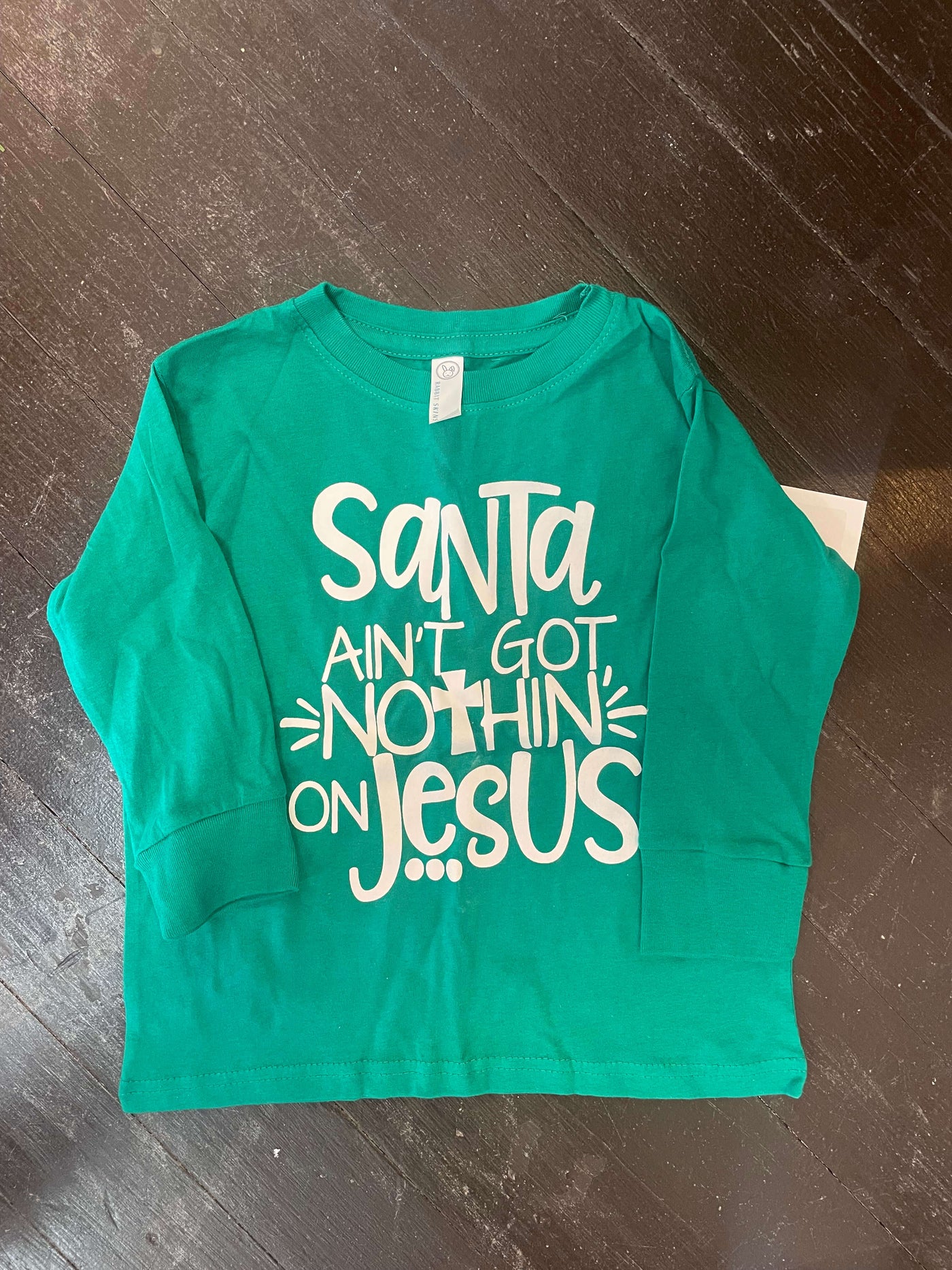 Santa Ain't Got Nothin On Jesus Long Sleeve Tee-Children & Tweens,children's,Christmas,christmas tee,clothing,Infant to 6,Jesus,Long Sleeve,Sale,Santa,Santa Clause,Tee,Top,Tops-[option4]-[option5]-[option6]-Bella Bliss Boutique in Texas
