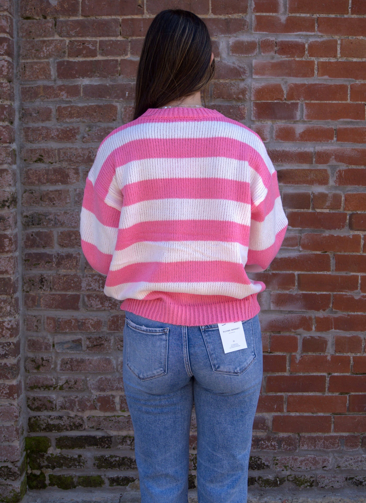 Santa’s Sweetheart Sweater-clothing,holiday,Knit Sweater,Lightweight Sweater,Main Strip,Ribbed Cuff,Ribbed Hem,Striped,Sweater,Sweaters,Top,Tops,Women,women's-[option4]-[option5]-[option6]-Bella Bliss Boutique in Texas