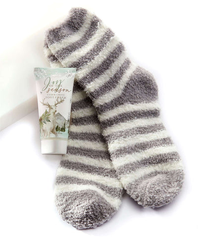 Scented Foot Cream & Striped Socks Gift Set-Cedar Grove,Christmas,Foot Cream,Forest Walk,Gift Sets,Gifts,Miscellaneous,Sale,Snowy Woods,Socks,Stocking Stuffer,Stripe Socks,Striped Socks-[option4]-[option5]-[option6]-Bella Bliss Boutique in Texas