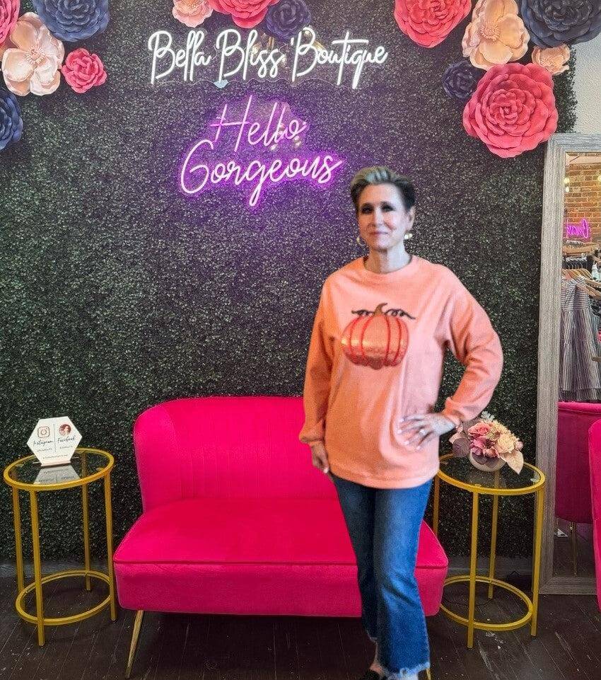 Sequin Pumpkin Corded Top-clothing,Corded,Crew Neck,Curvy,Fall,Halloween,Pumpkin,Sale,Sequin,Sequin Detail,Top,Tops,Women,women's-[option4]-[option5]-[option6]-Bella Bliss Boutique in Texas
