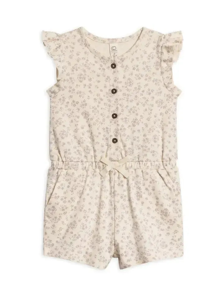 Shaye Floral Romper-Children & Tweens,children's,Cinched Waist,clothing,Coconut Buttons,Floral,Floral Print,Flutter Sleeve,Infant to 6,Jumpsuits & Rompers,romper,Rompers,Shaye,Short Romper-2T-[option4]-[option5]-[option6]-Bella Bliss Boutique in Texas