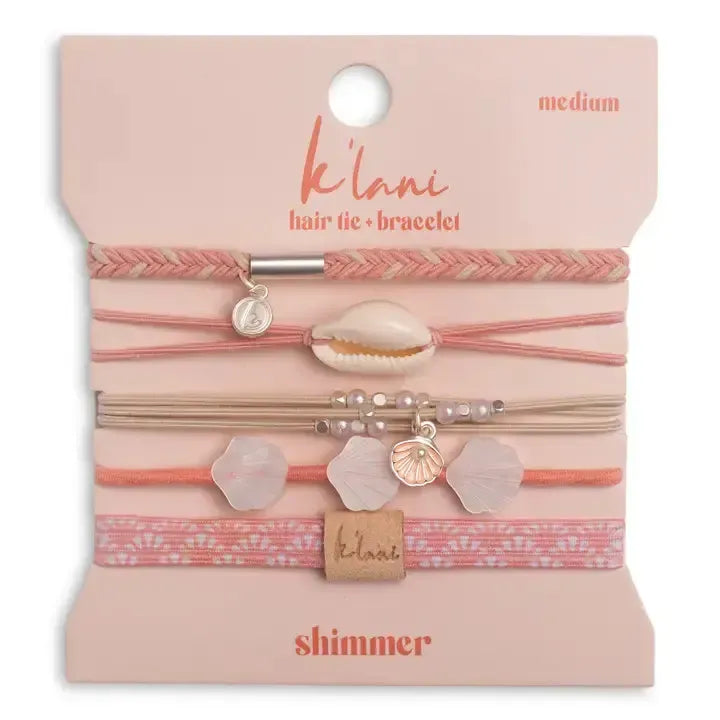 Shimmer Hair Tie Bracelets-Accessories,children's Accessories,coral,Cream,Hair Accessories,Hair Elastics,Hair Tie Bracelets,Hair Ties,shimmer,Shimmery Seashells,Tween Accessories-S-[option4]-[option5]-[option6]-Bella Bliss Boutique in Texas