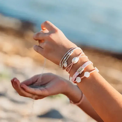 Shimmer Hair Tie Bracelets-Accessories,children's Accessories,coral,Cream,Hair Accessories,Hair Elastics,Hair Tie Bracelets,Hair Ties,shimmer,Shimmery Seashells,Tween Accessories-[option4]-[option5]-[option6]-Bella Bliss Boutique in Texas
