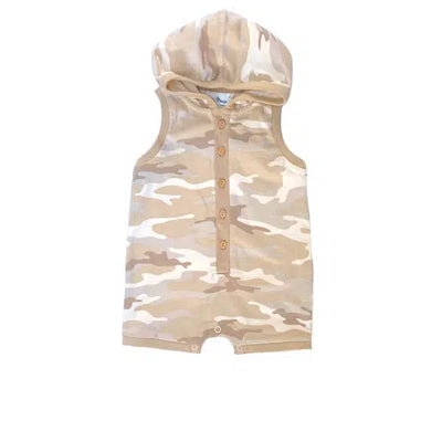 Short Hooded Romper-Camo, Children & Tweens, children's, clothing, Hooded, Infant to 6, Jumpsuits & Rompers, romper, Rompers, Tan-0/3M-[option4]-[option5]-[option6]-Bella Bliss Boutique in Texas